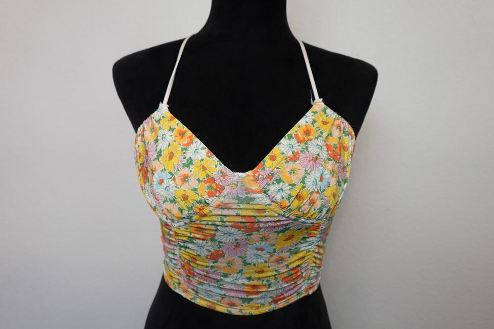Out From Under Girl Crush Floral Ruched Bra Top S